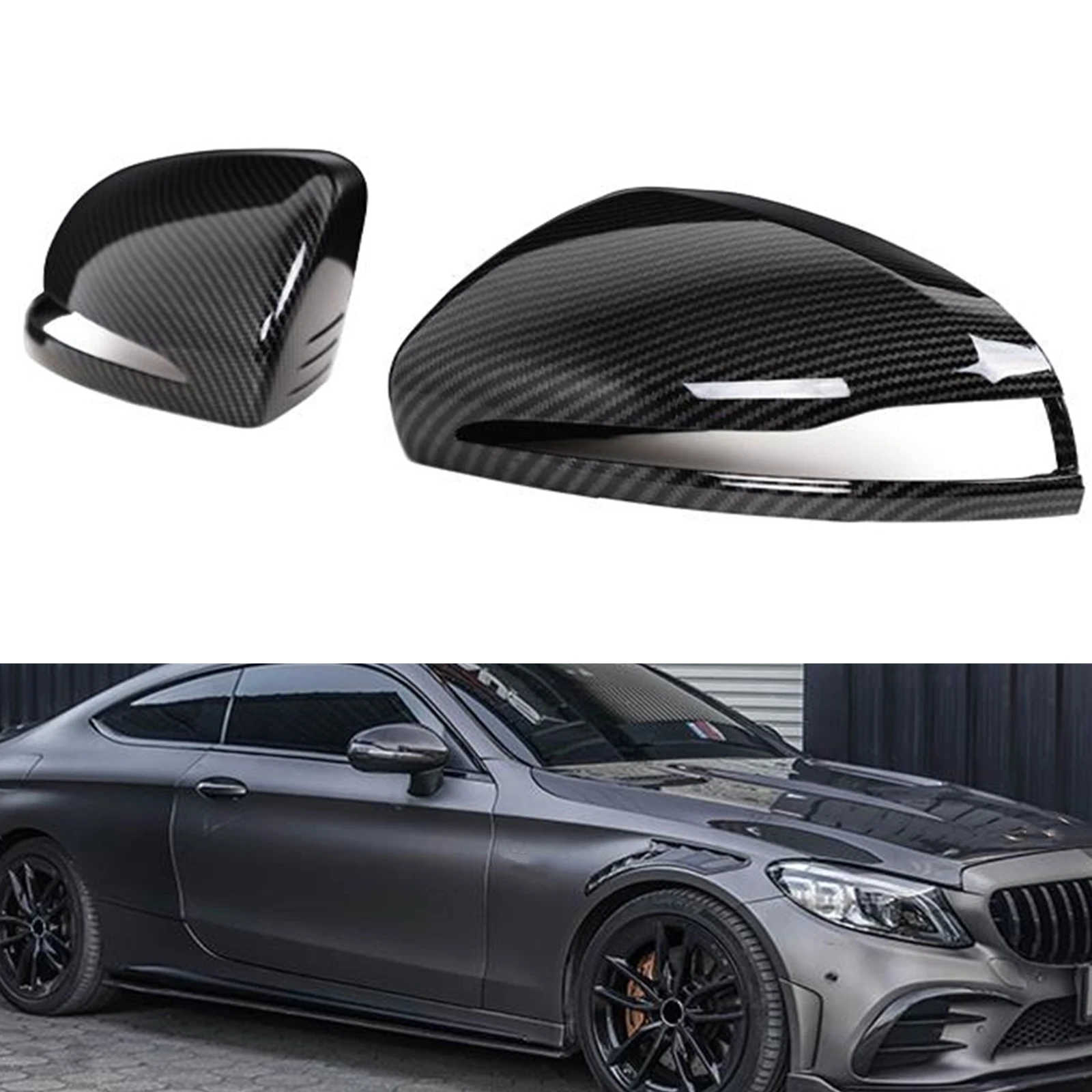 

Carbon Fiber Look Car Exterior Rear View Mirror Cover Cap Shell For Mercedes Benz C E S Class W205 W213 W222 W257 W253 GLC X253