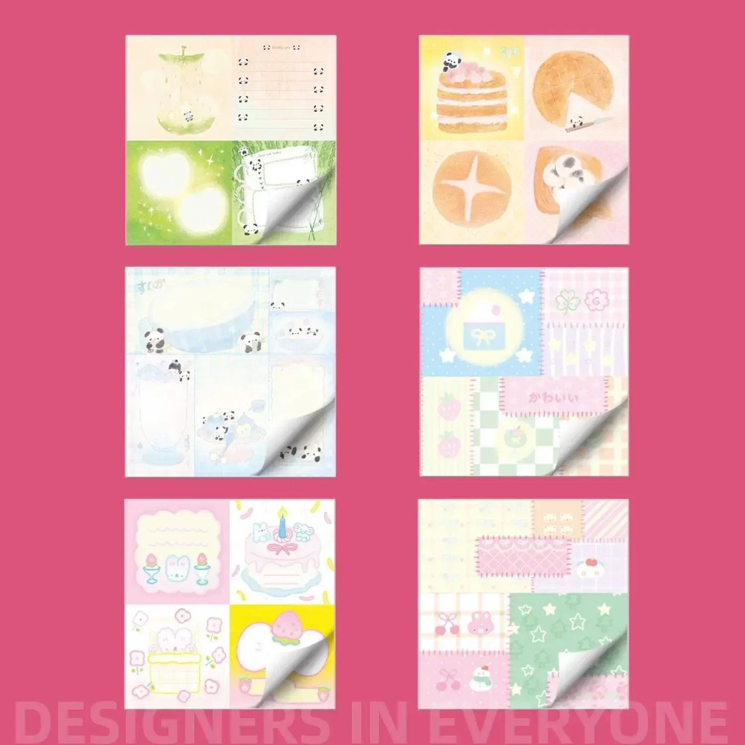 Bloc-notes en patchwork, 50 pièces, style ins, mignon, matériel manuel, carré, message