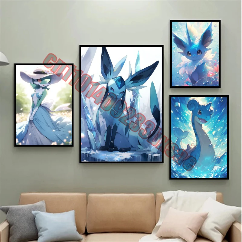 pokemon-pikachu-dragao-de-fogo-geng-gui-poster-de-anime-impressao-de-arte-de-parede-pintura-em-tela-sala-de-jogos-decoracao-presente-sincero
