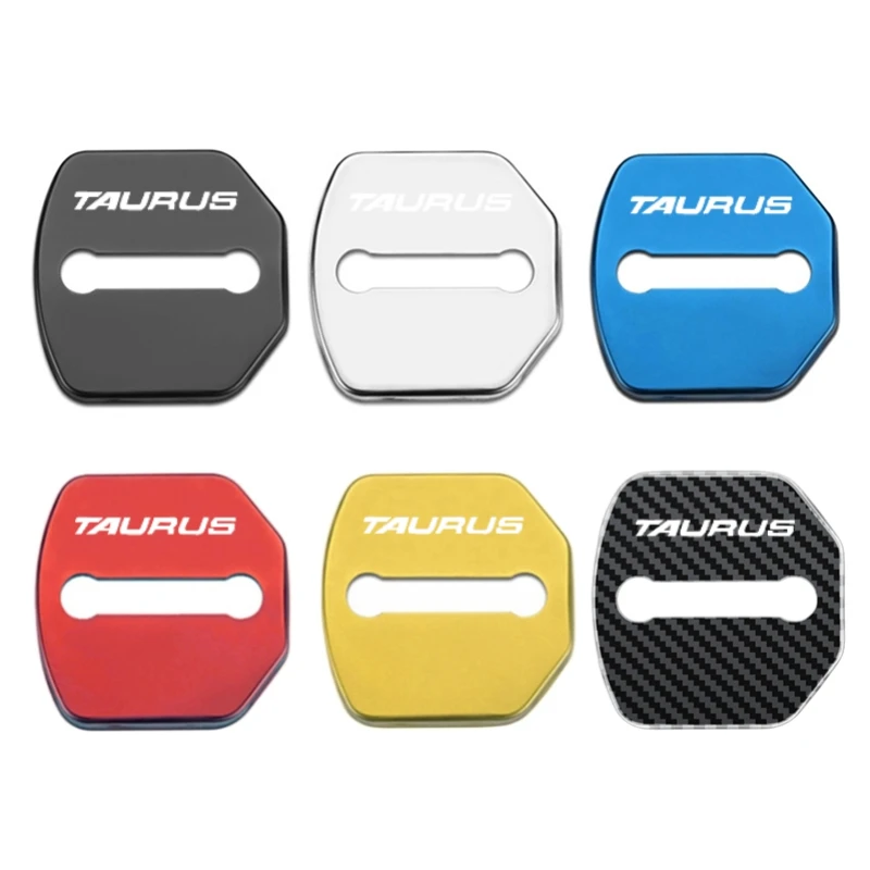 4pcs Car Door Lock Anti-scratches Cover Case Protective Stickers Decoration for Ford TAURUS Logo Auto Interior Accessories