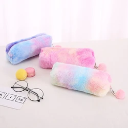 Creative Pen Bag Gradual Color Lovely Girl Plush Octagonal Pen Box Girl Heart Student Simple Storage Bag