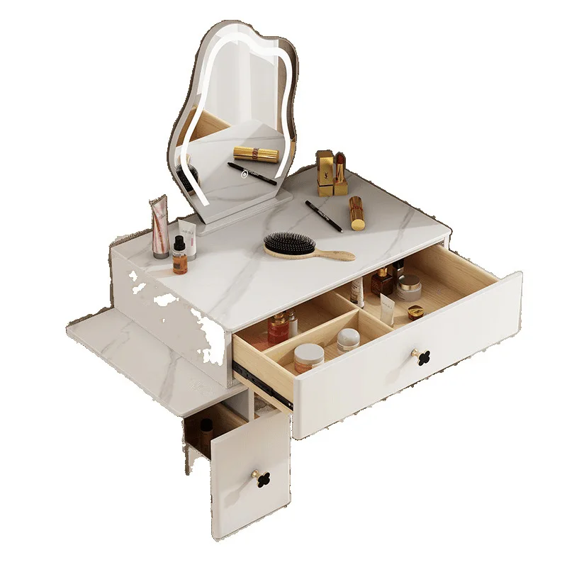 For Nordic solid wood bay window dresser bedroom cream wind rock slab makeup storage cabinet window sill tatami makeup desk