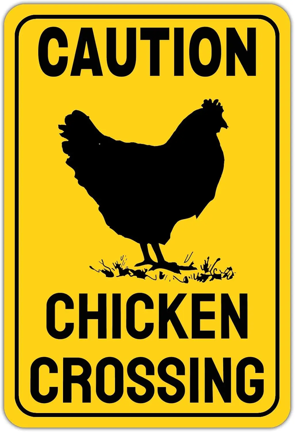 1u,Chicken Crossing Sign Road Street Traffic Garden Lawn Yard Farm Indoor Outdoor Wall Decor Novelty Metal Sign es-aluminum-alum