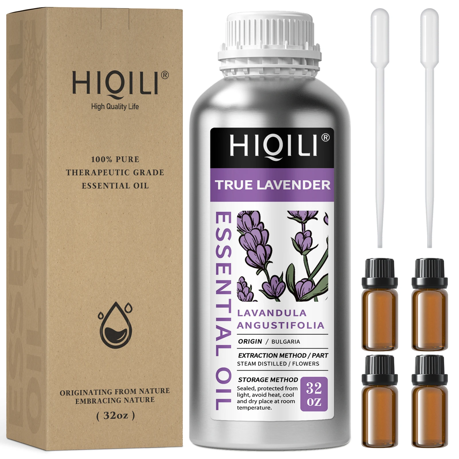 

HIQILI 32 Fl Oz Essential Oil with Droppers, Lavender Rose Jasmine Oil for Aromatherapy Diffuser Hair Skin Care DIY Candle Soap