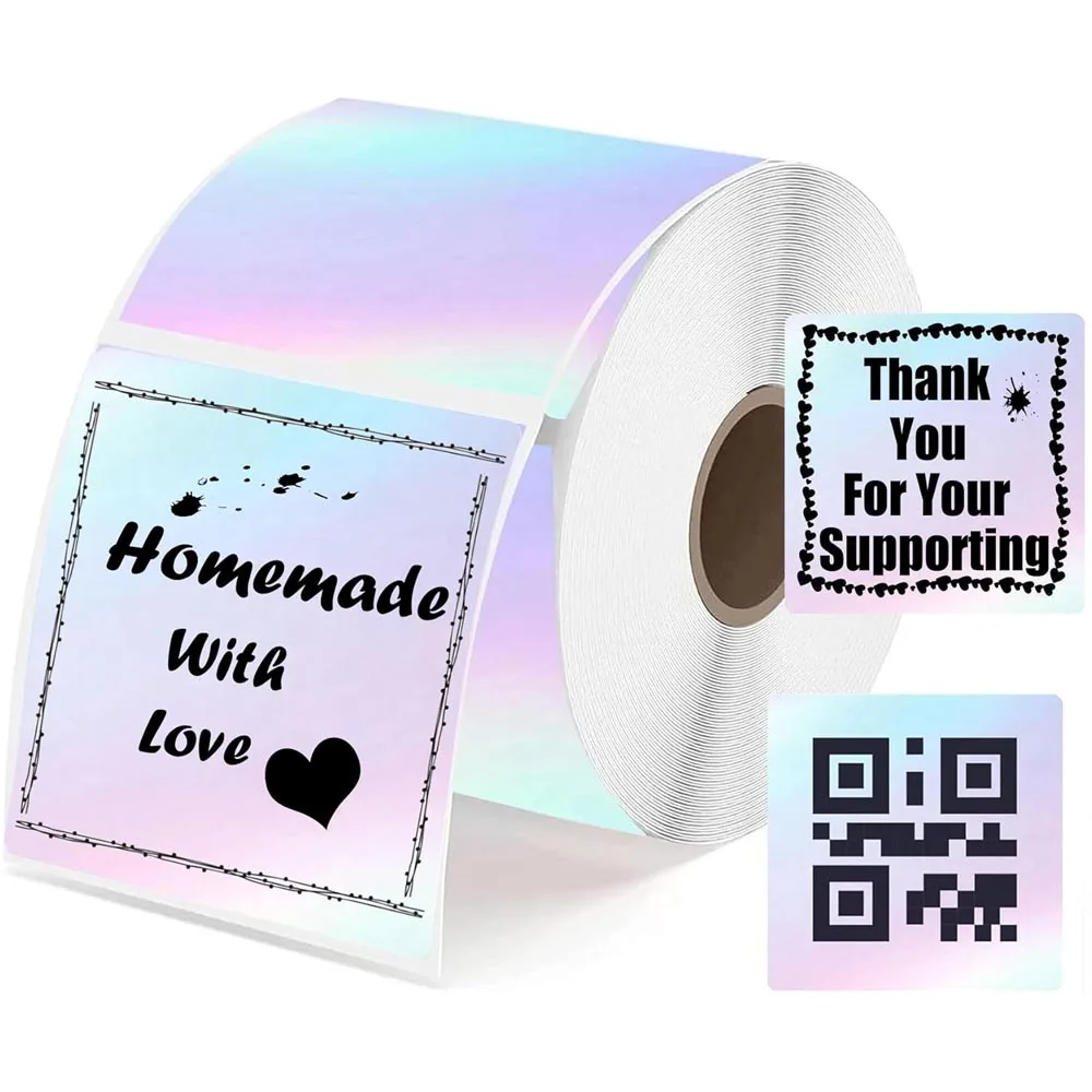 Square Direct Thermal Labels Watercolor Thermal Printer Personalized Stickers 2 Inch Multi-Purpose Thermal Sticker 500Pcs