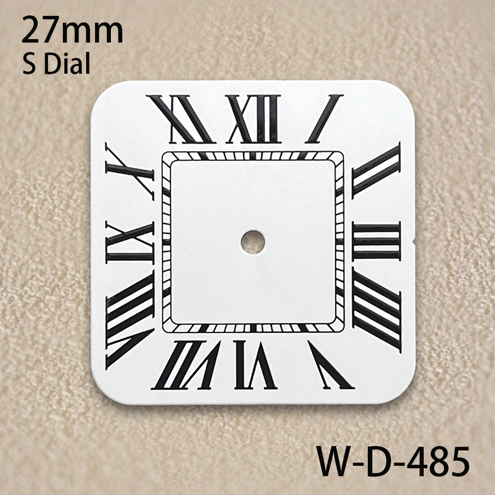 S Logo Square Dial Watch, adequado para NH35, NH36 Movimento, branco, preto, gradiente, sunburst, acessórios de modificação, 27mm