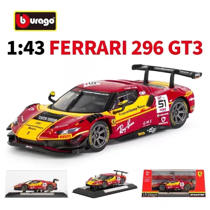 

Bburago 1/43 Scale Ferrari 296 GT3 Le Mans 24 Hours Racing Car Diecast Model Toy Great Collectible Gift for Boys