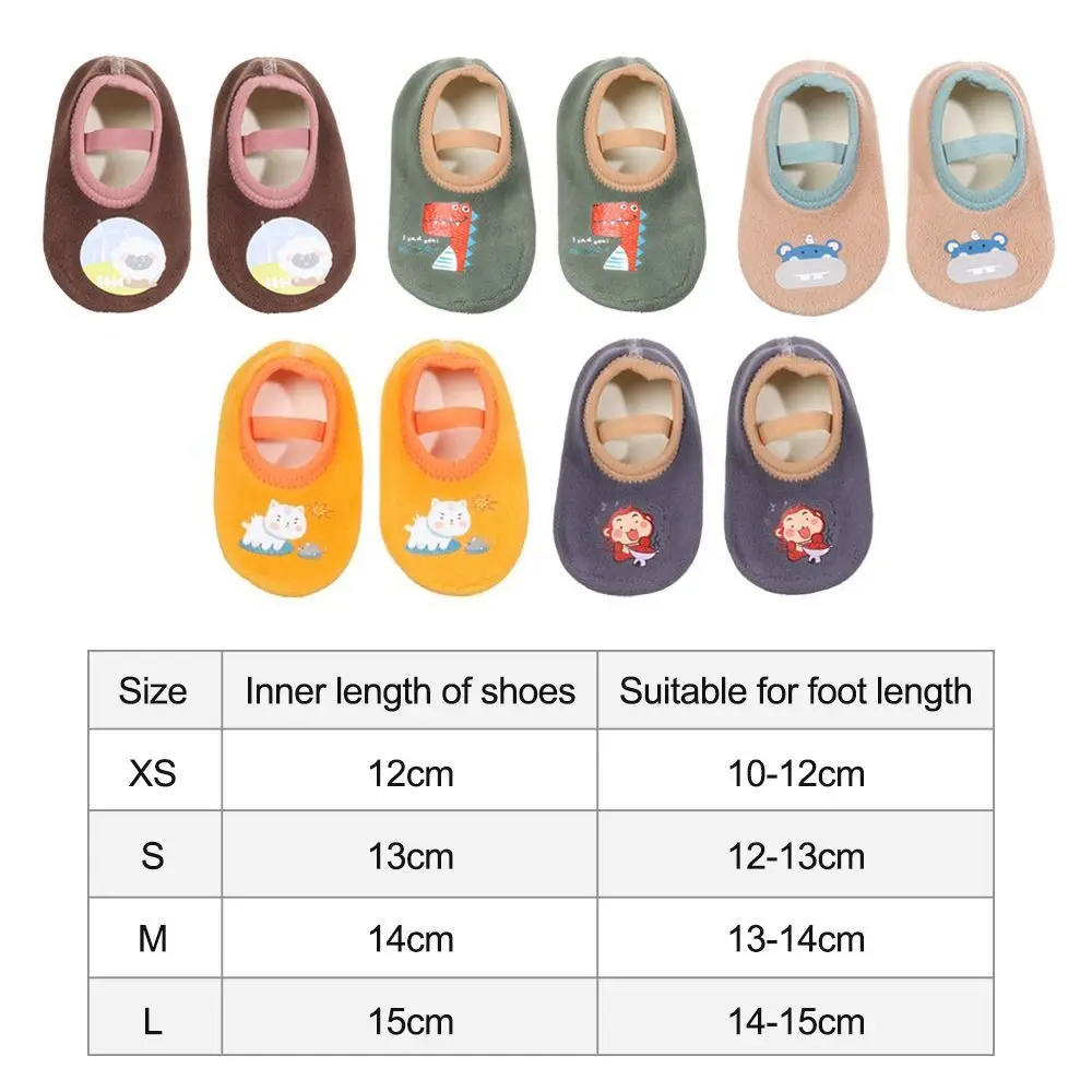 Rubber Sole Baby Sock Anti Skid Warm Cushion Infant Soft Soled Shoes Cartoon Design Lightweight Baby Walker Sneakers