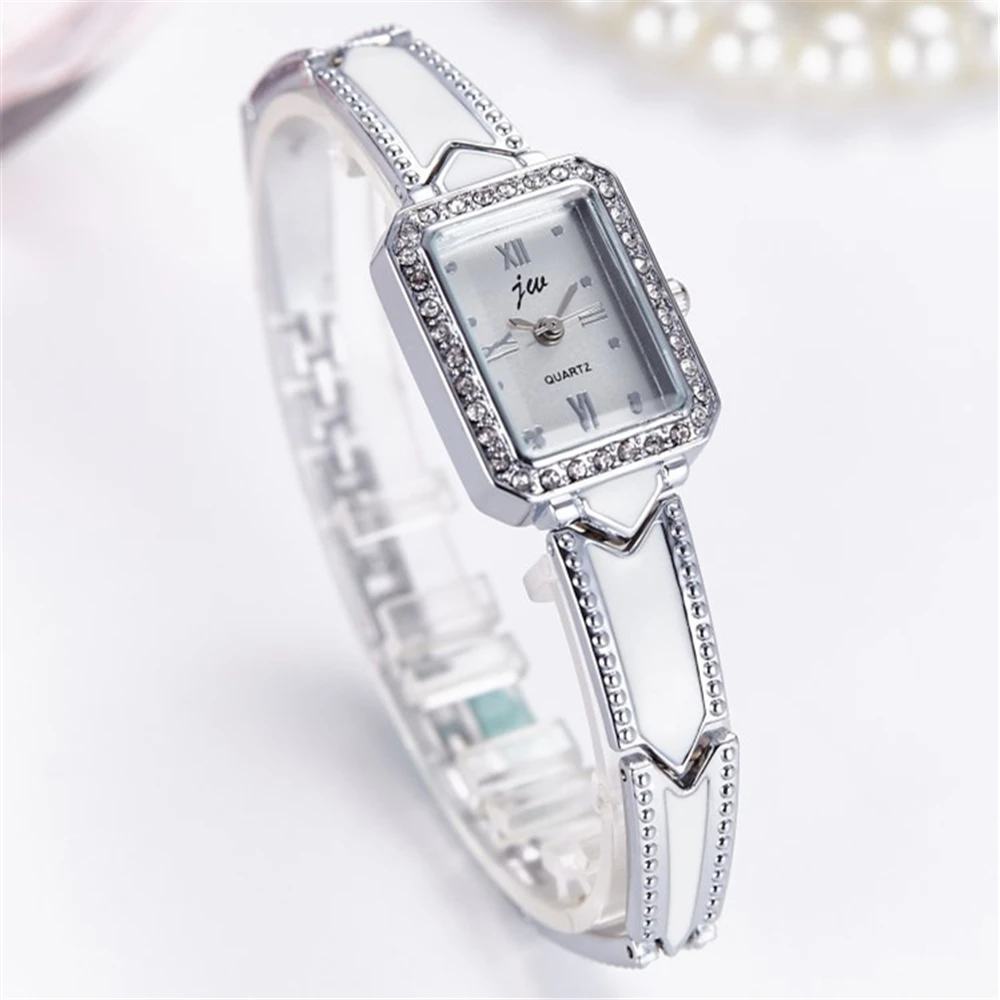 fashion rectangle steel rhinestone women bracelet watch