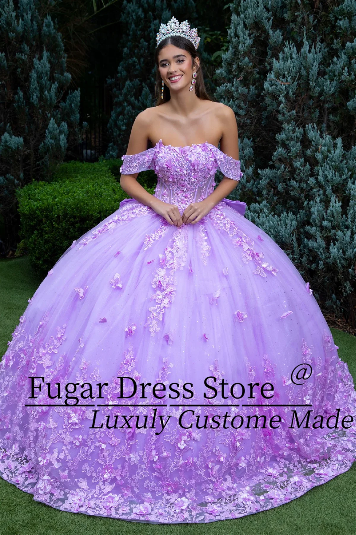 

Лавандовое розовое платье принцессы Quinceanera с воротником в форме сердца, аппликация из бисера, длинное платье с открытыми плечами и бантом, платья для Niñ