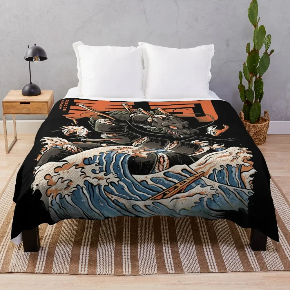 

The Black Sushi Dragon Throw Blanket Soft Solid Color Blanket for Couch Bed