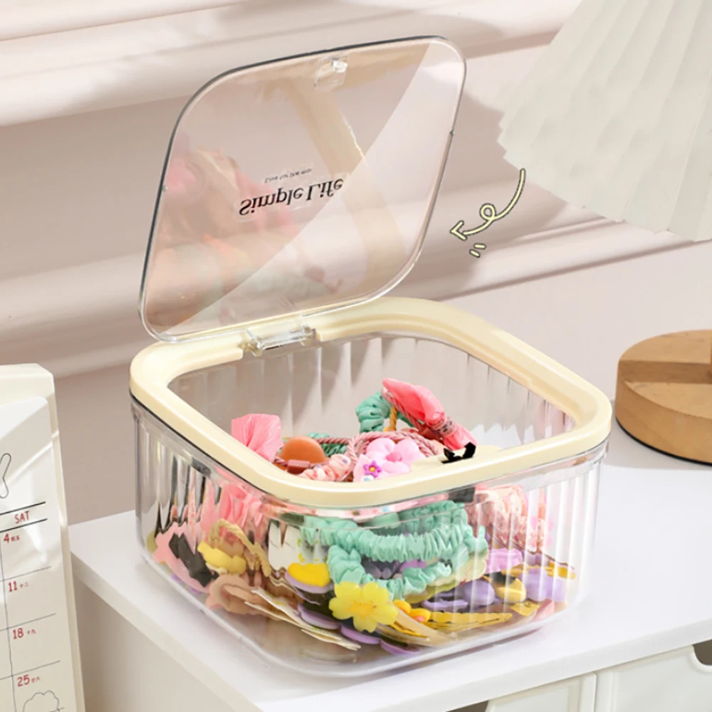 

Transparent storage box for elastic hair rings and hair clips laundry bead storage container desktop miscellaneous box