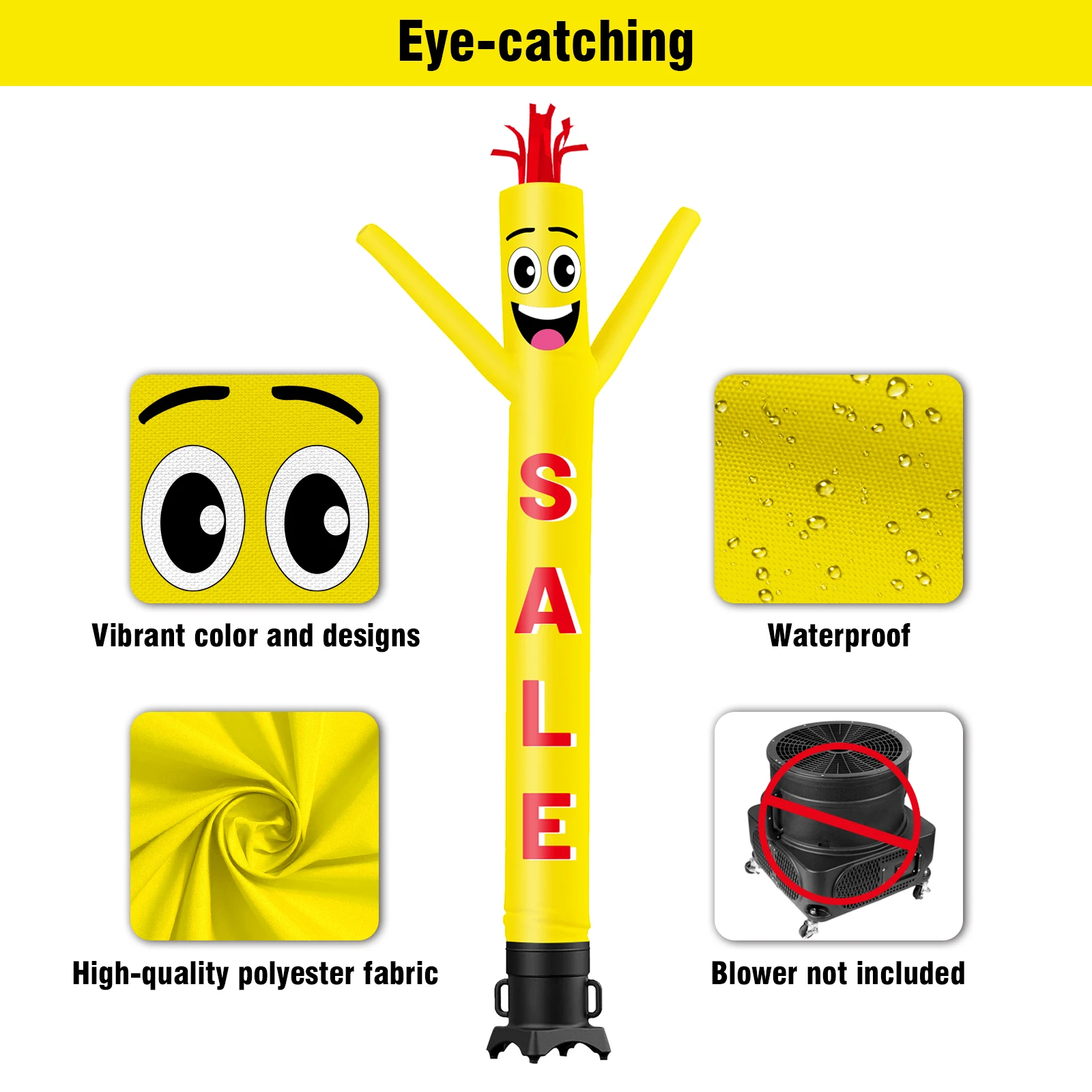 6/10/15/20FT Tall Inflatable Yellow Sale Dancing Guy for Outdoor Decoration Advertising(Blower Not Included)