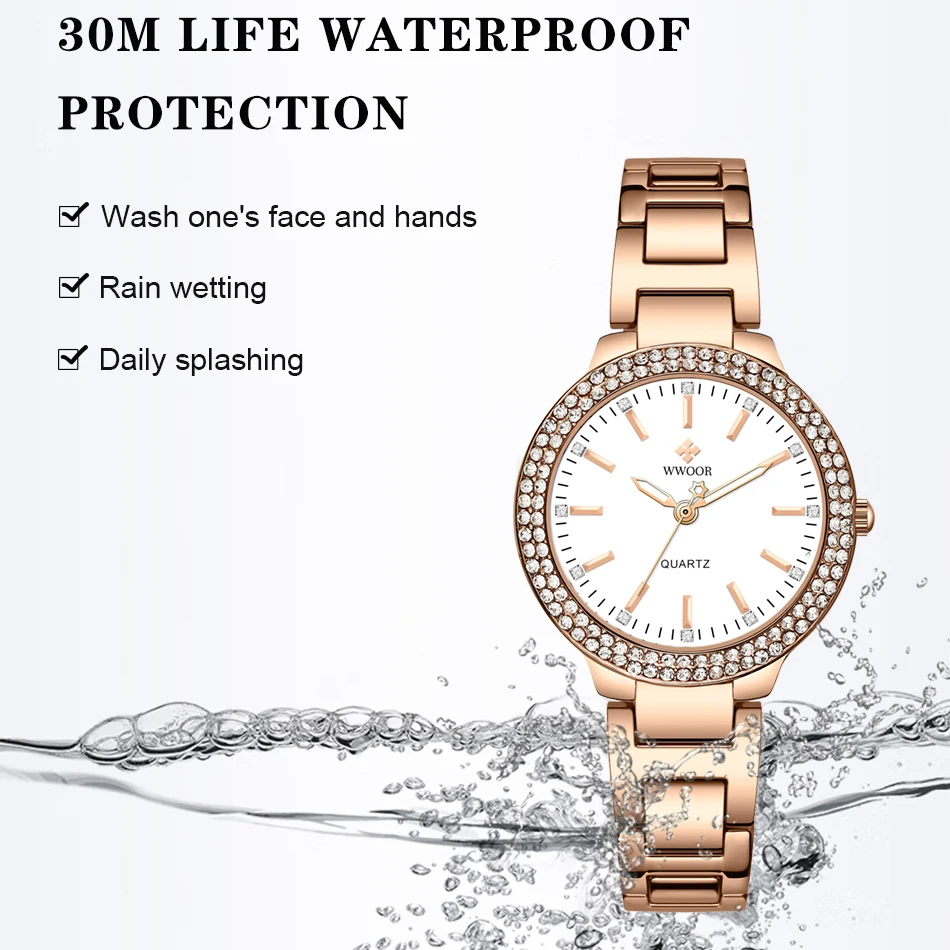 WWOOR New Women\'s Watches Fashion Crystal Diamond Ladies Quartz Wristwatch For Woman Relogio Feminino Female Montre Reloj Mujer