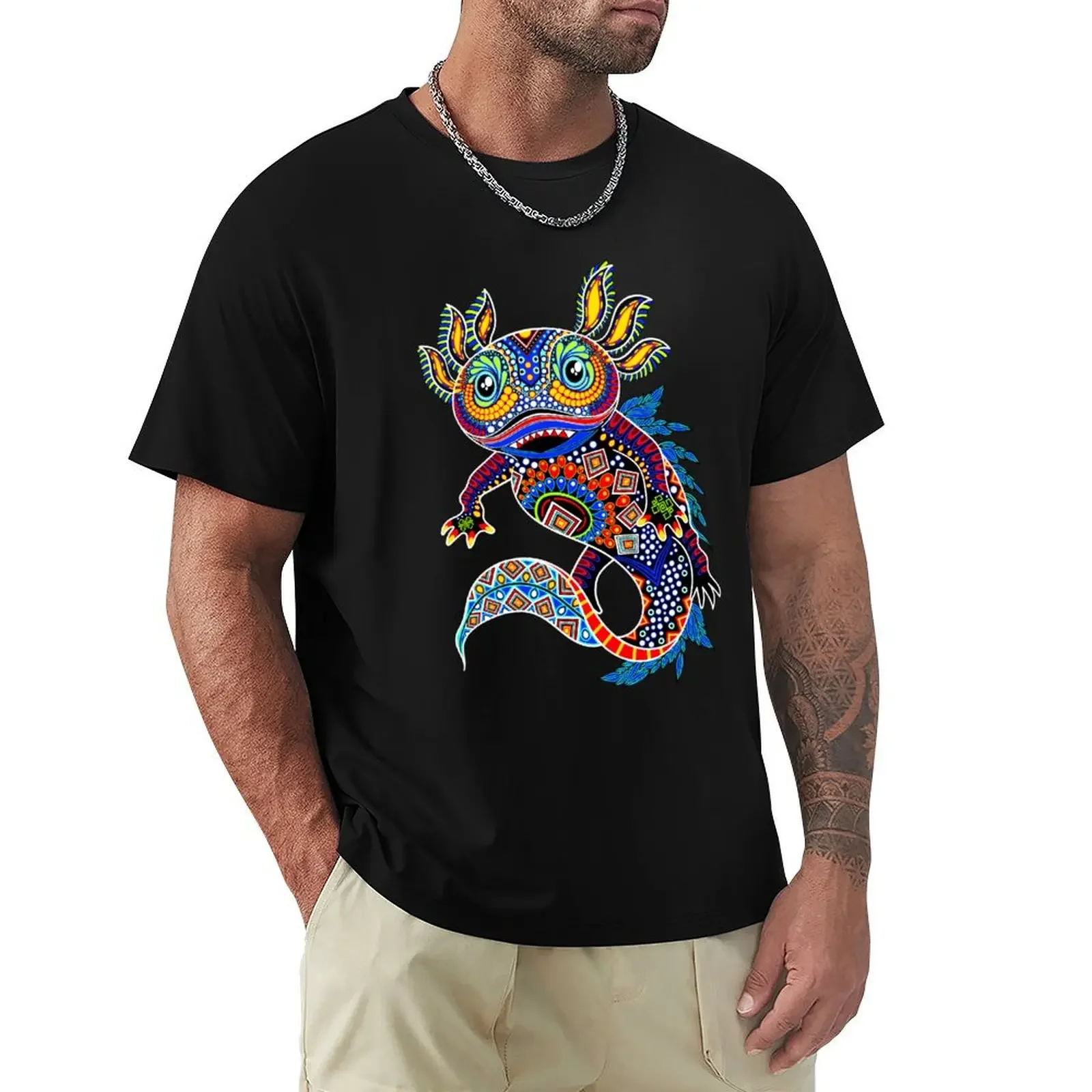 Axolotl (Ajolote) Huichol T-Shirt anime tshirt oversizeds man t shirt basketball graphic tees mens cotton t shirts