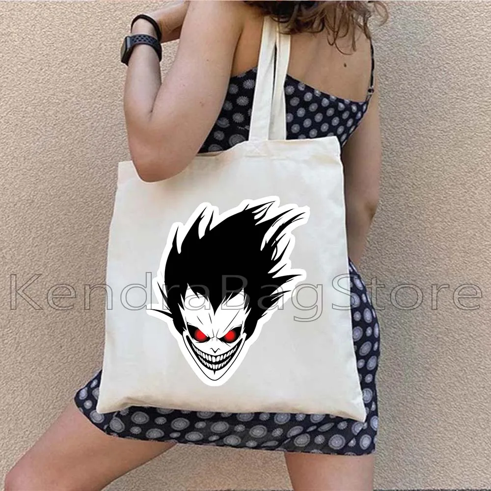 Anime Ryuk Demon of Death Note The Smartest L Initial Gothic Font Cute Gifts Men Women Canvas Tote Bag Cotton Shopper Handbag