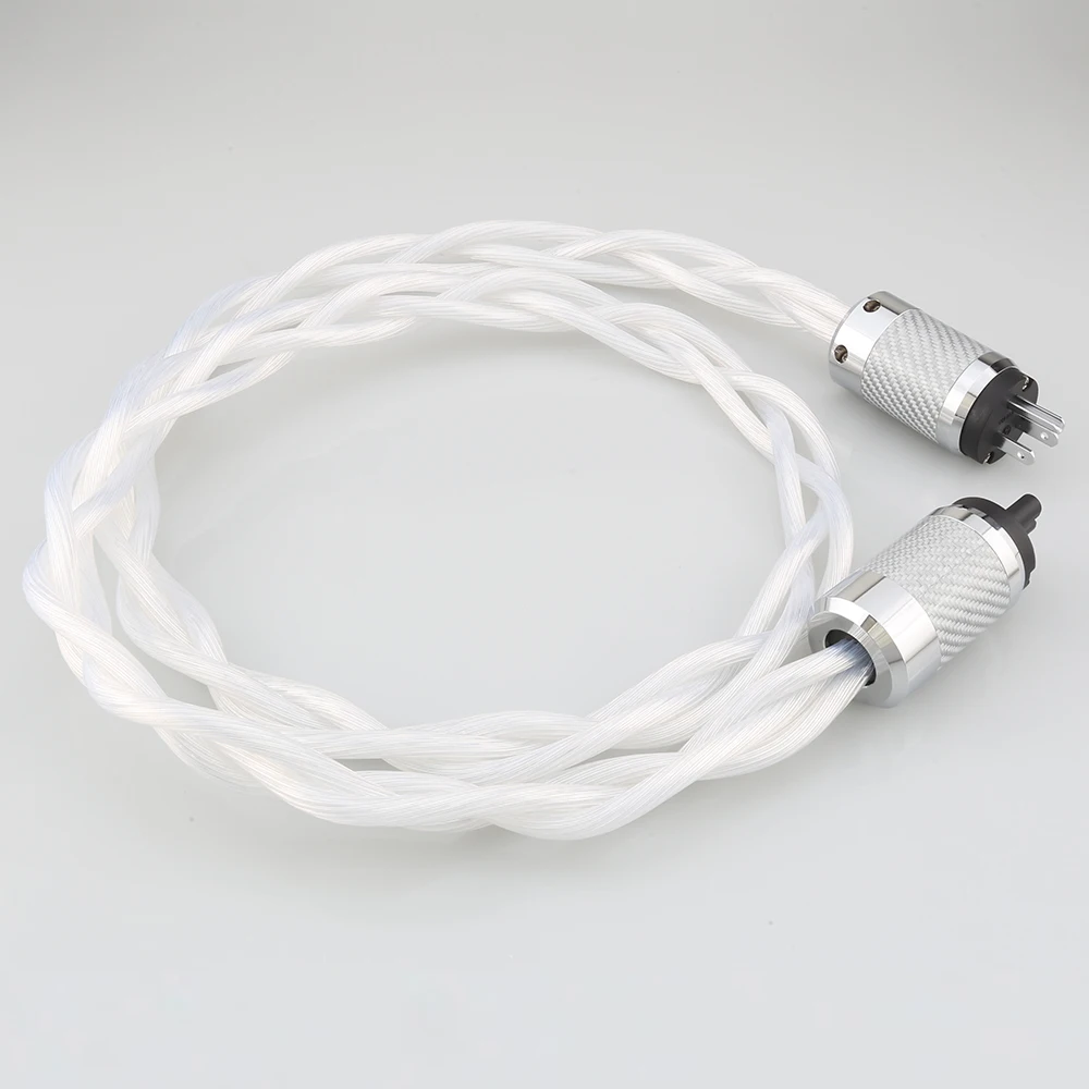 5N OCC US & EU AC Audiophiles Audio-Verstärker DAC Filter HIFI Silber Stromkabel aus Kohlefaser mit Figure 8 IEC C7 Buchsenstecker – Detail 12