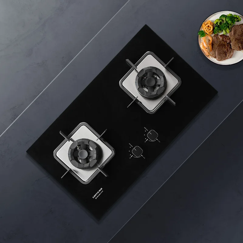 High Quality 2-Burner Glass Gas Stove Durable Stainless Steel Built-In Energy Efficient Household Copper Cap Cooker