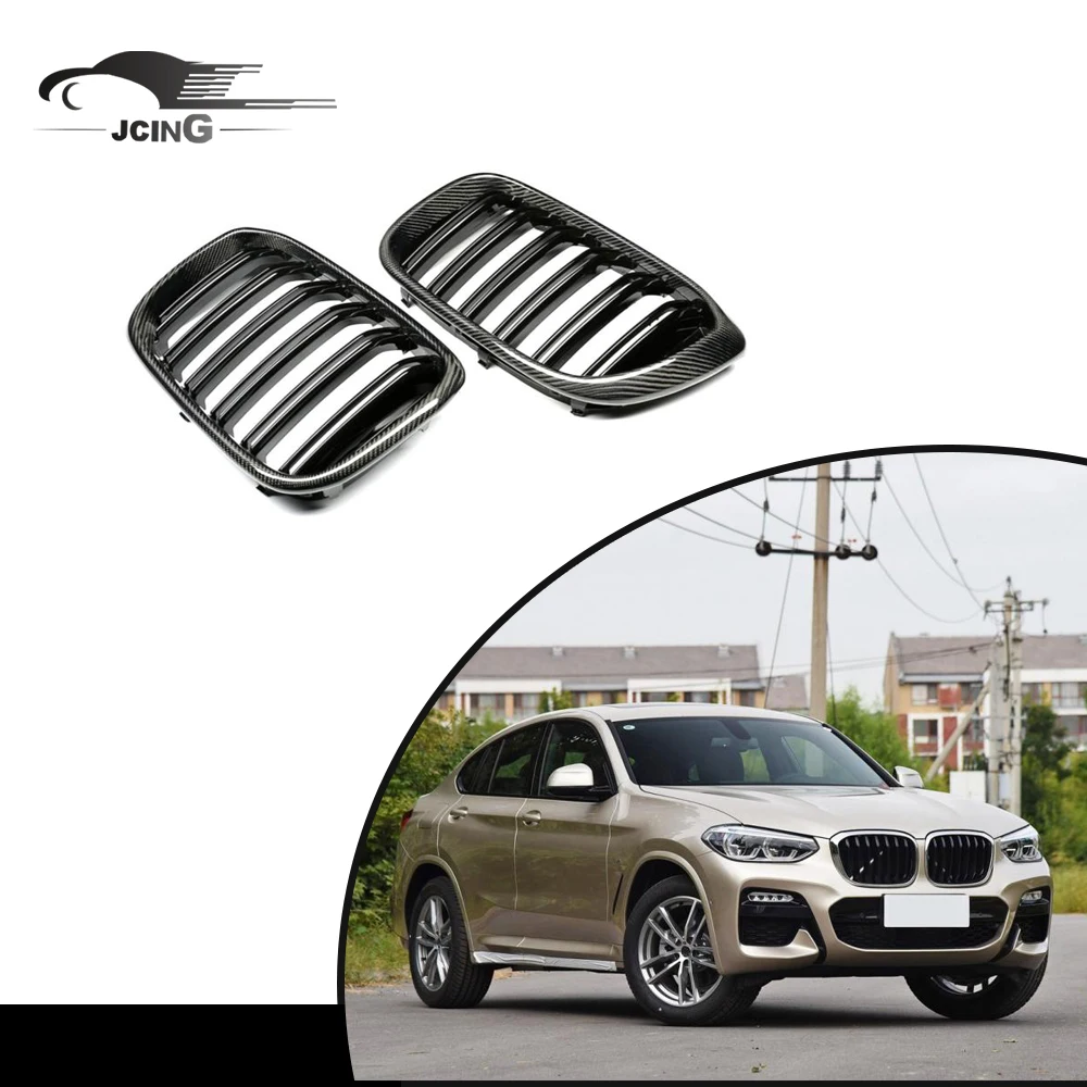 Front Bumper Kidney Double Line Grill Grille Carbon fiber X4 G02 M40i 2018-21