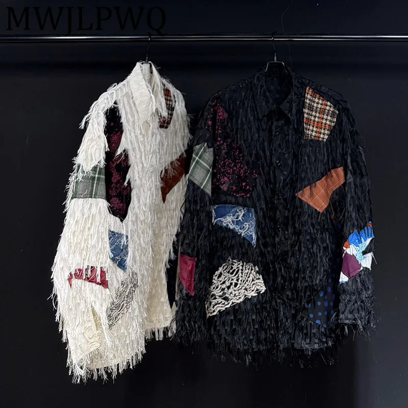 

MWJLPWQ Wooster Eugene Design 2025 New Heavy Industry Tassel Splicing Loose Casual Shirt 12410
