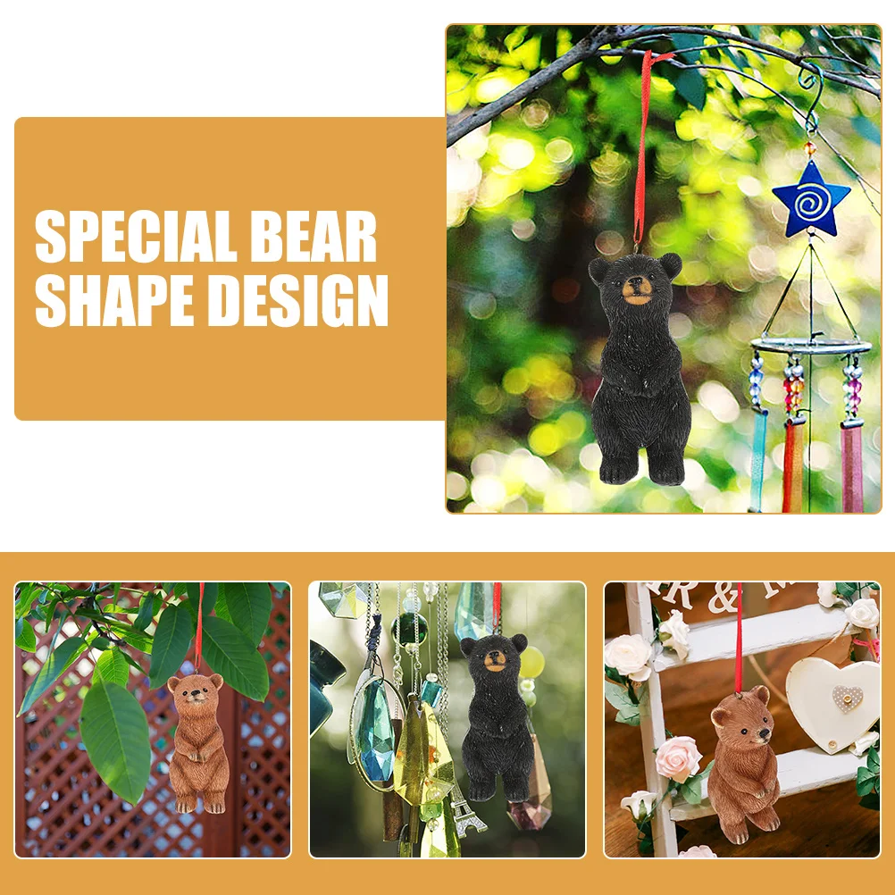 

2 Pcs Bear Decor Figures Ornament Compact Garden Decoration Cute Figurines Home