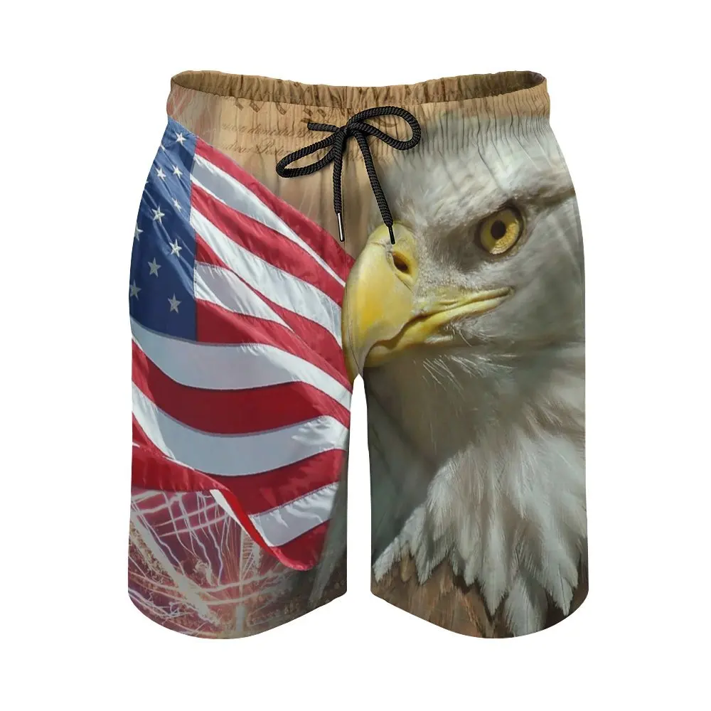 Pantalones cortos de moda de estilo callejero de verano para hombre, pantalones cortos de playa con estampado 3D de Hawk banner, cómodos para vacaciones en la playa