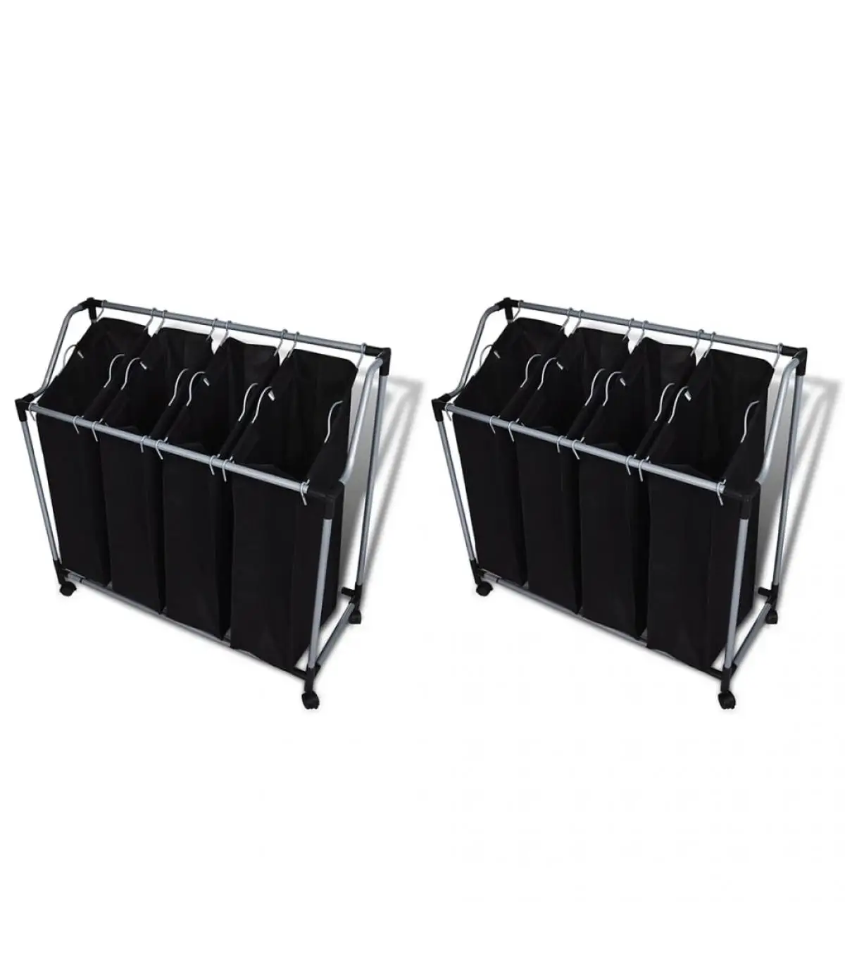 Laundry baskets laundry separator with bags 2 pcs Black and gray