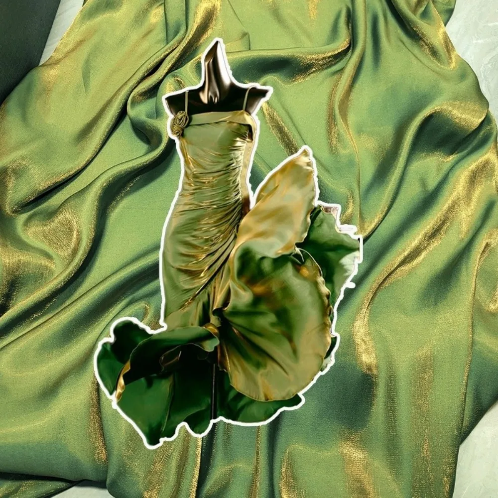 150*50cm Gradient Glossy Silk Satin Fabric Shiny Smooth Sewing Material Soft Dress Tablecloth Stage Costume