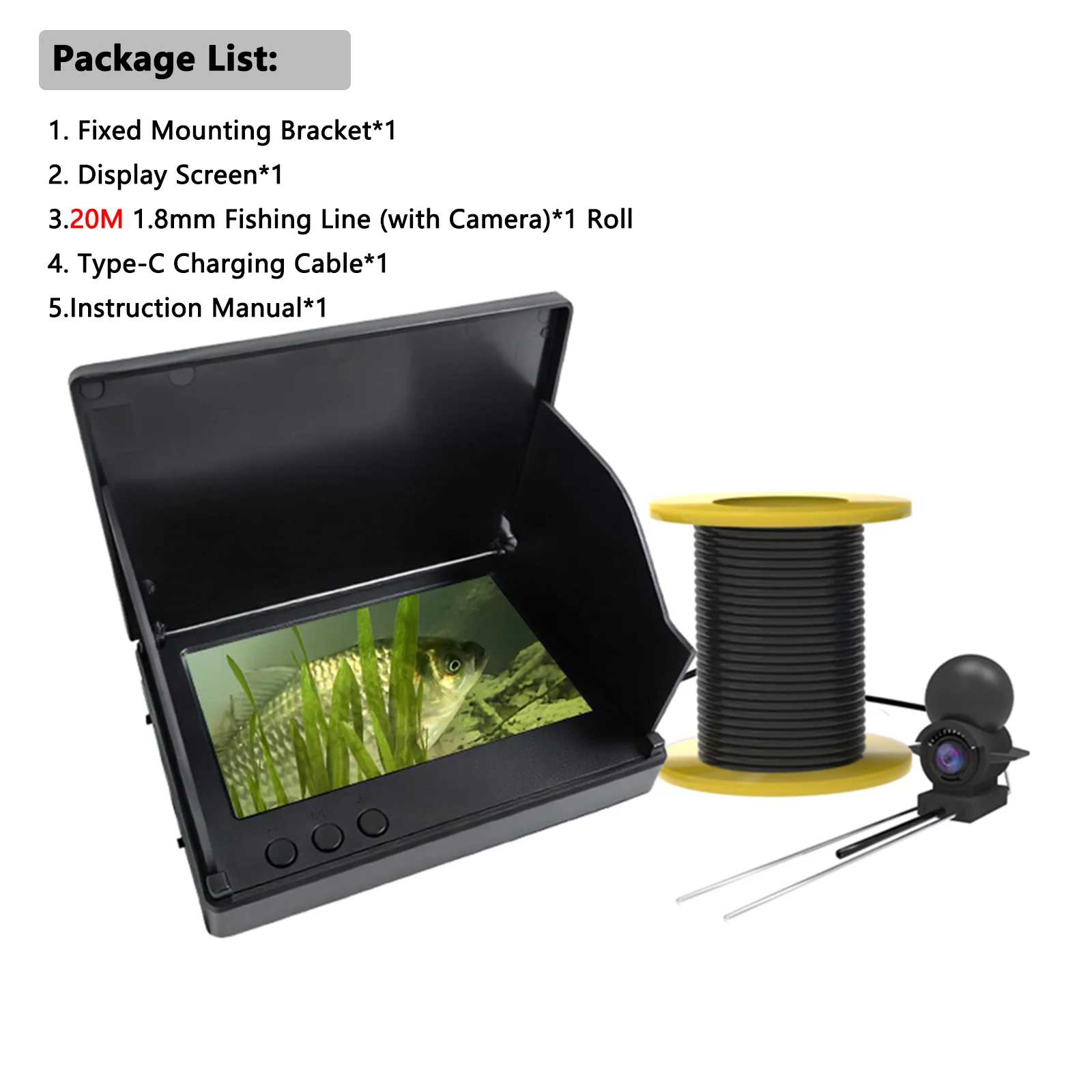 Dodosee Handheld 1080P 4.3 ''LCD Fishfinder Draagbare Visdieptezoeker Water Onderwater 220 °   Viscamera met nachtzicht