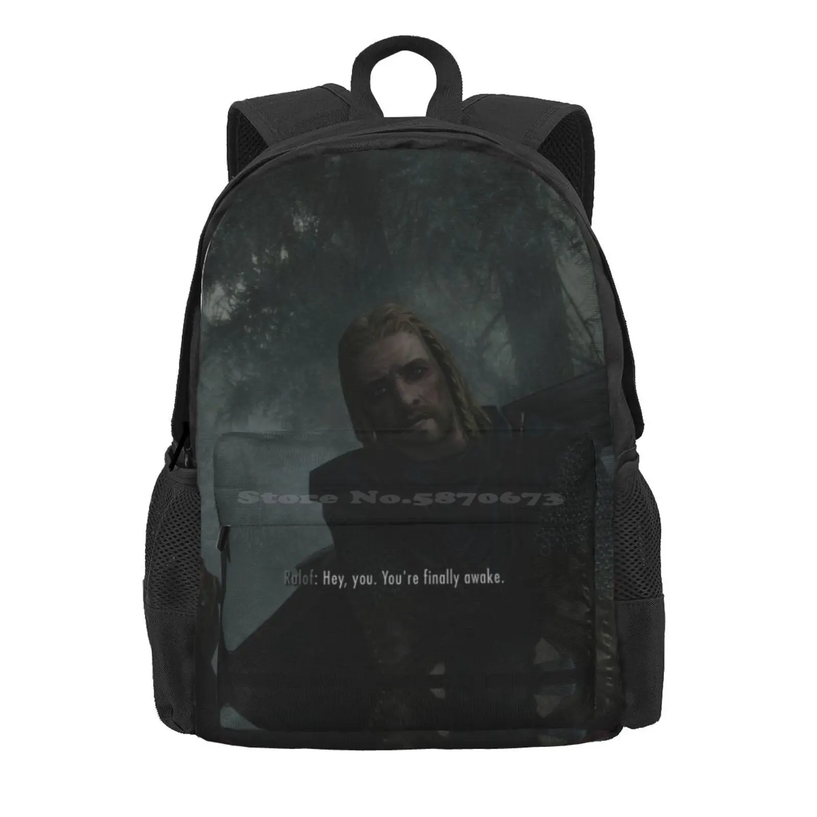 Hey You,You'Re Finally Awake Hot Sale Schoolbag Backpack Fashion Bags Morrowind Gaming Gamer Nerd Fantasy Rpg Meme Parody image 2