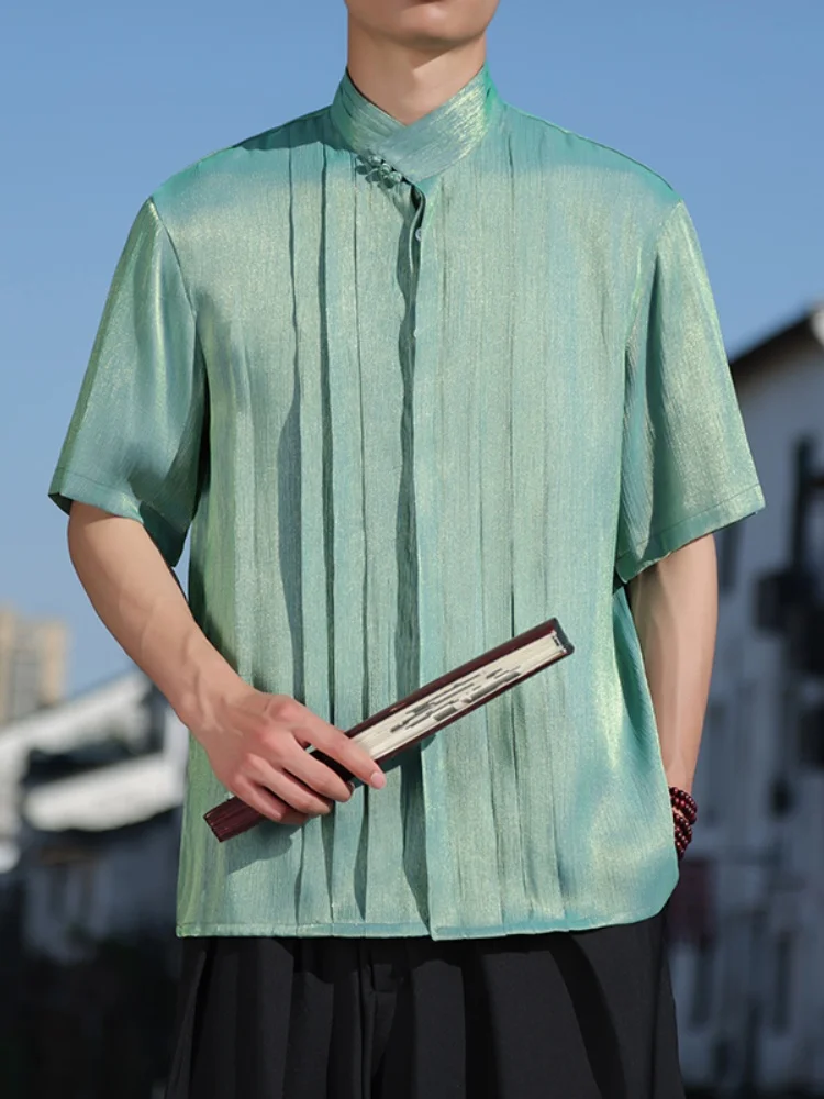 

Loose Fit Casual ort Sve irt Jaet New Chinese Sle Summer 2025 Trendy Brand Large Size Five-Quarter Length