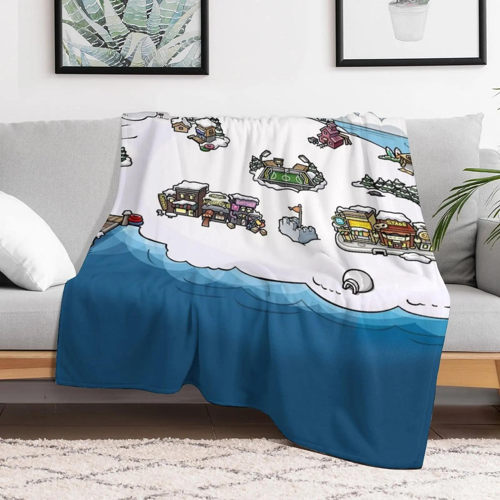 Club Penguin Map Throw Blanket christmas gifts Bed covers Blankets