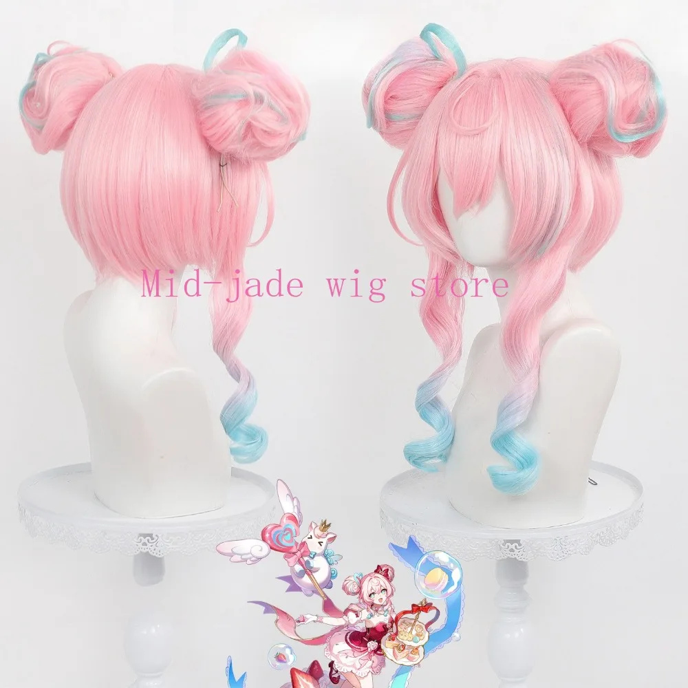 Feng Jin Cosplay Wig with Gradient Hair and Separate Hair Buns for Summer Anime Conventions and Character Photo Sessions