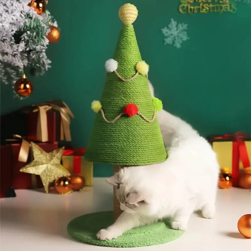 Christmas Tree Cat Climbing Rack Wear Resistant Sisal Pet Scratching Column Cat Puppy Toys Santa Claus Toy Cat Climbing Frame