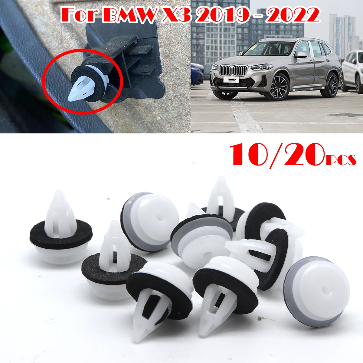 

10/20Pcs For BMW X3 2019-2022 MINI R50 R52 R53 R55 R56 R57 R58 R59 F55 F56 Car Door Card Panel Trim Fascia Lining Clip Rivets