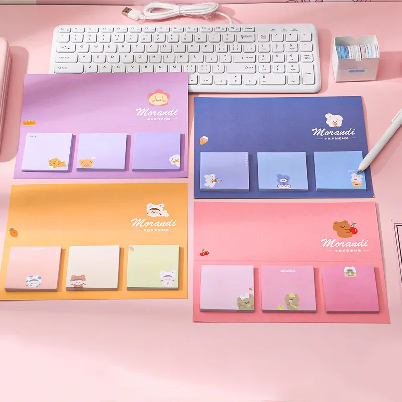 Combination Sticky Note Cartoon Girl Heart Stickers Notepad Student Message Memo Paper
