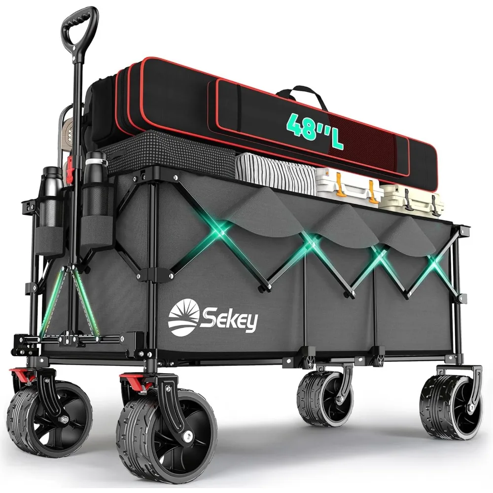 

48-inch Long Foldable Extended Stroller, Multi-purpose Garden Stroller, Equipped with Large All-terrain Beach Wheels