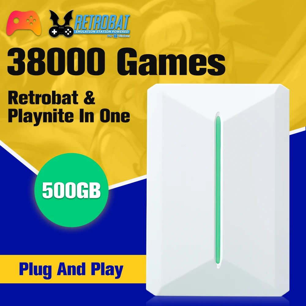 

Game Hard Drive with 38000 Retro/PC Games Retrobat /Playnite System Game Console for PC/Laptop for PS3/PS2/Switch/WII/N64/PS1