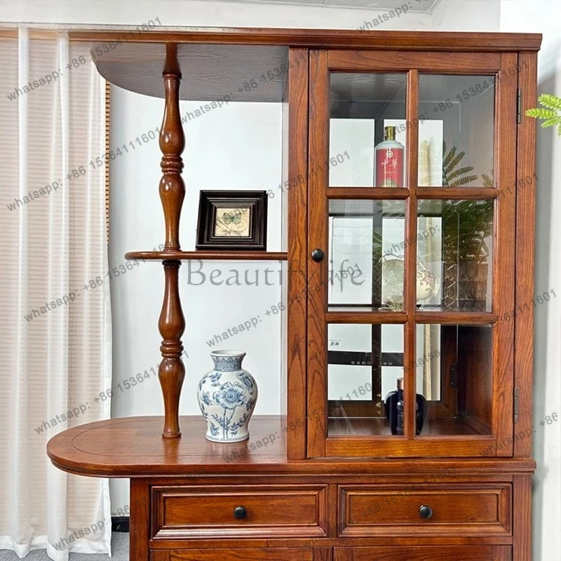 solid wood entry living room entrance partition cabinet hall cabinet integrated door double-sided screen wine cabinet