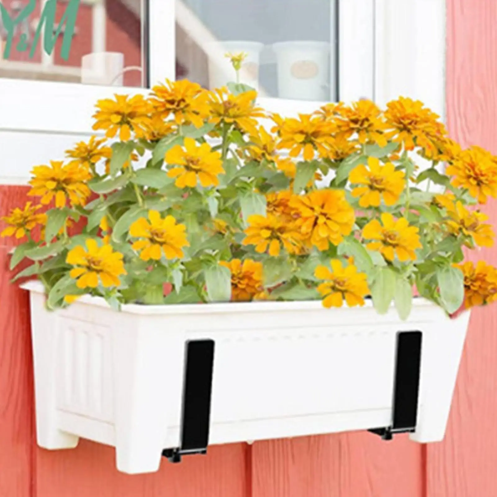 

2Pcs Adjustable Flowerpot Stand Hanging Window Box Brackets Duty Planter Box Brackets Holder for Garden Window Fence Balcony