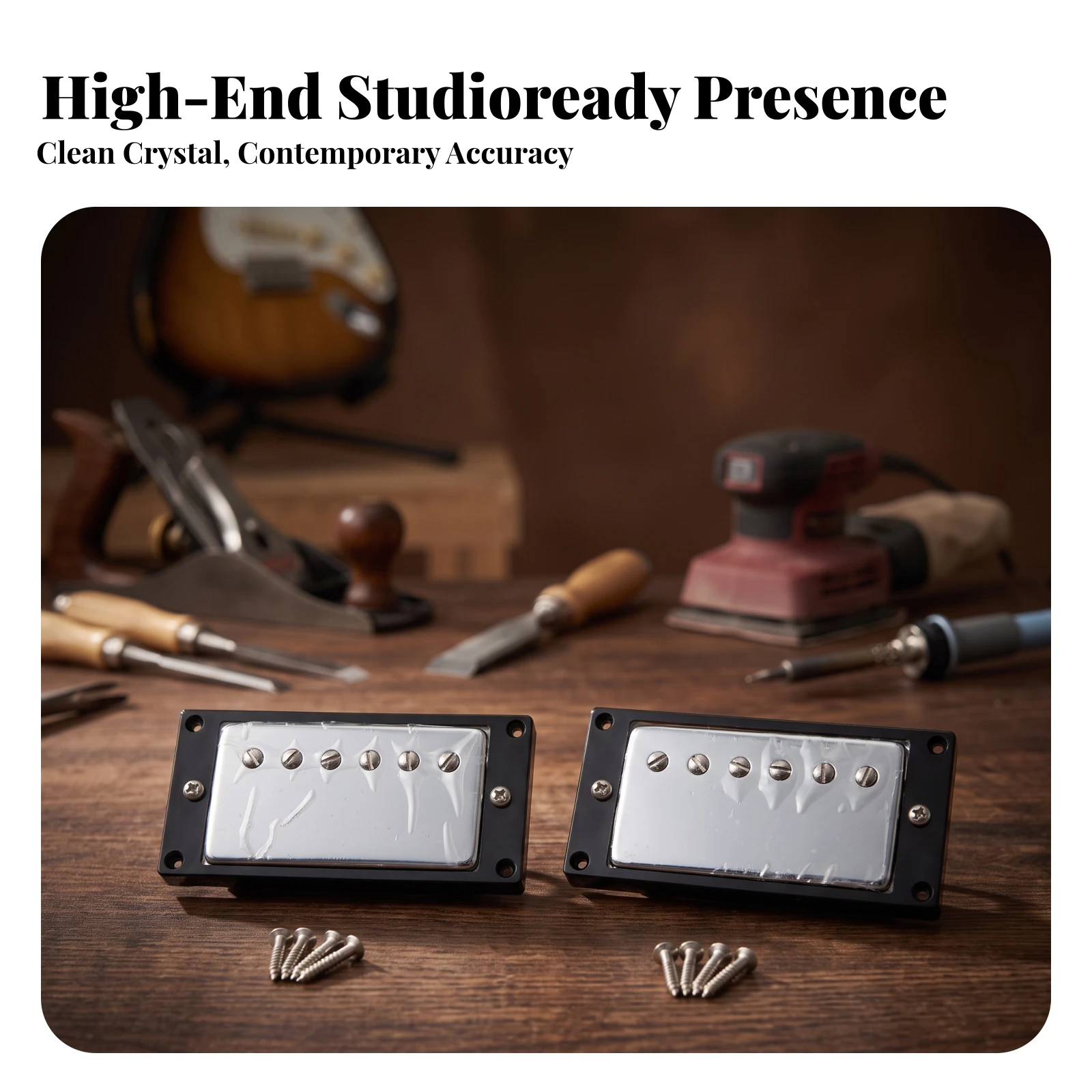2 Pieces Guitar Pickups with Silver Cover Thick Humbucker Pickup Cover Guitar Pickups Powerful Humbuckers Squeal Noise-Canceling