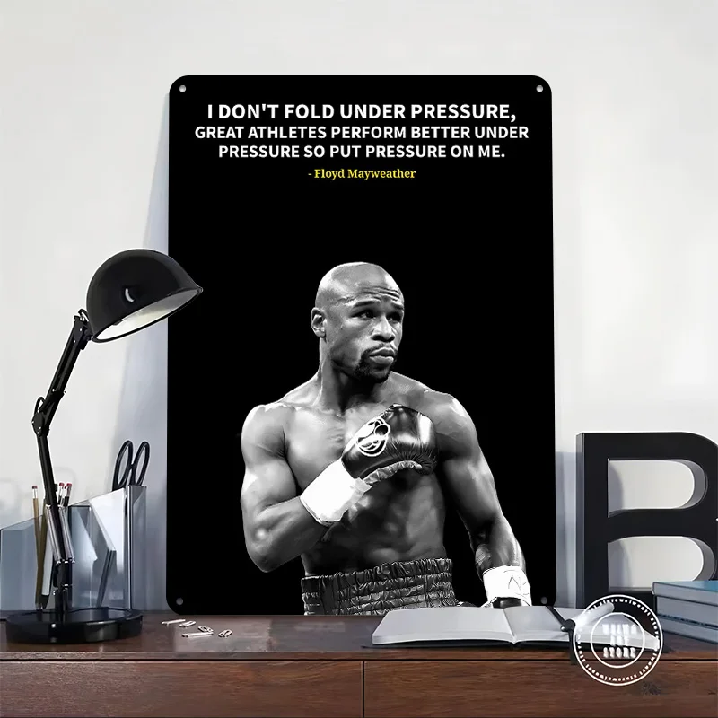Floyd Mayweather Quotes Personalized 3D Textured Metal Poster Wall Art Vintage Tin Signs for Decor Living Room Decoration Man
