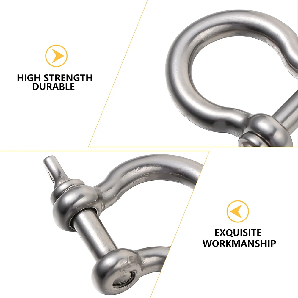 8 Pcs Bow Buckle Lifting Shackle Lock Shackles Stainless Steel D-Shaped Horseshoe Design Silver Metal D-Ring