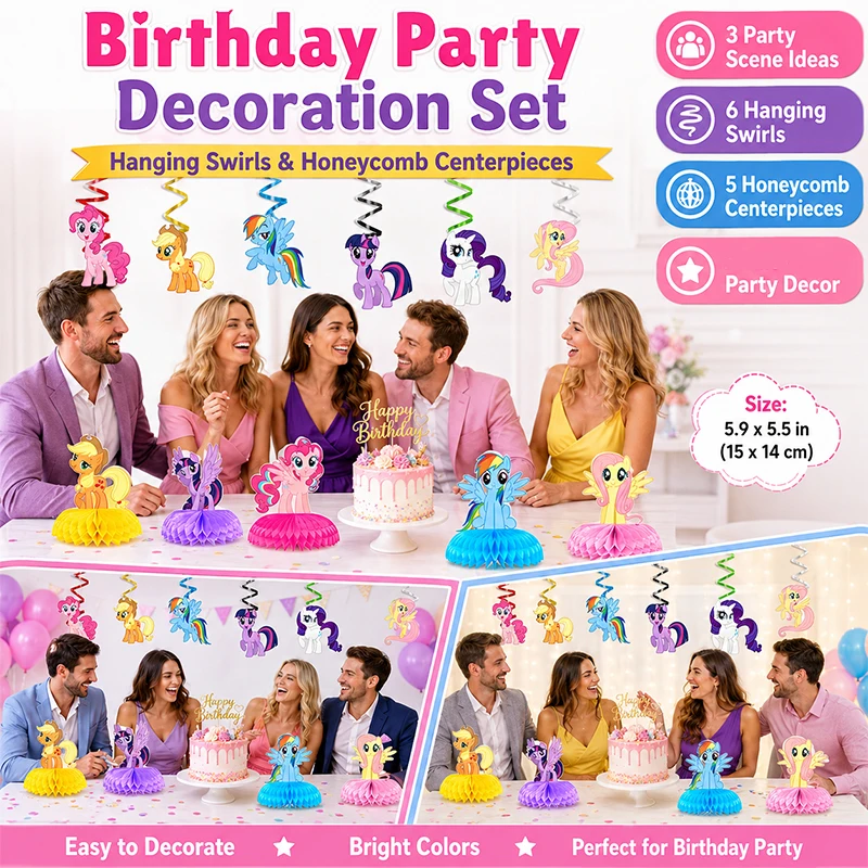 Niedliche Pferde-Anime-Themen-Spiral-Wabenkombination für Geburtstags-Pony-Partys mit Geschenken, die das Interesse der Familie wecken – Detail 2