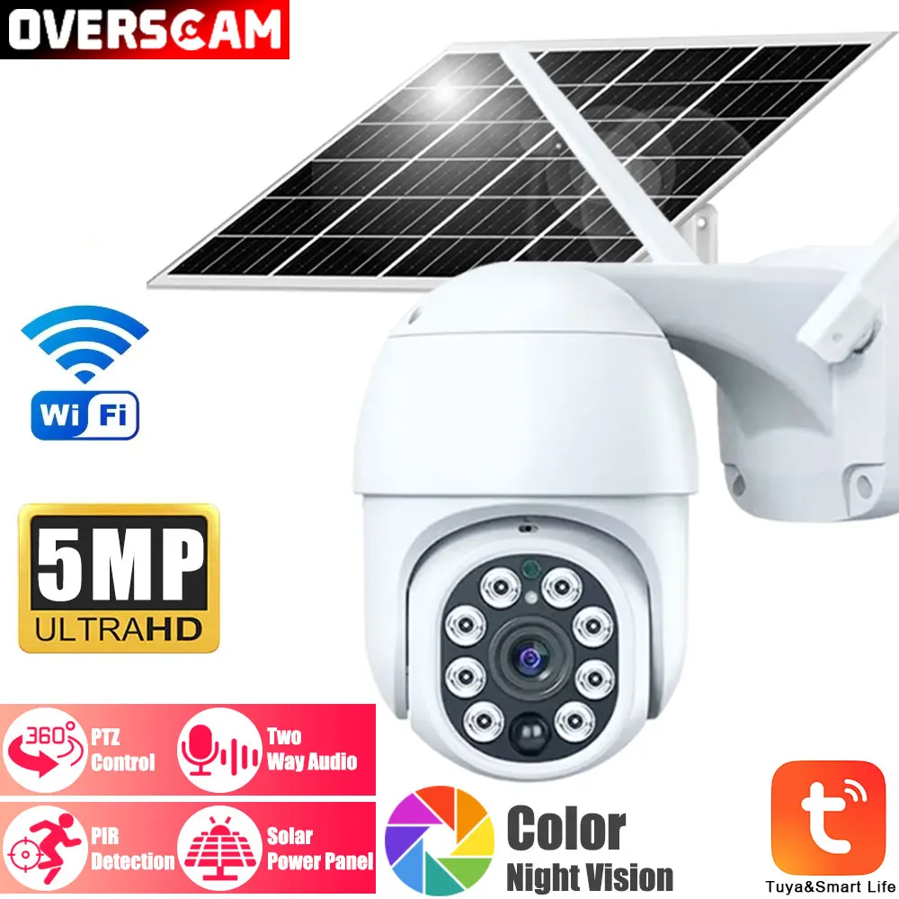 

Tuya Solar WiFi Camera Outdoor Waterproof 3MP 5W 10000mAh Battery Smart Life APP Wireless PTZ PIR CCTV Auto Tracking Camera 2K