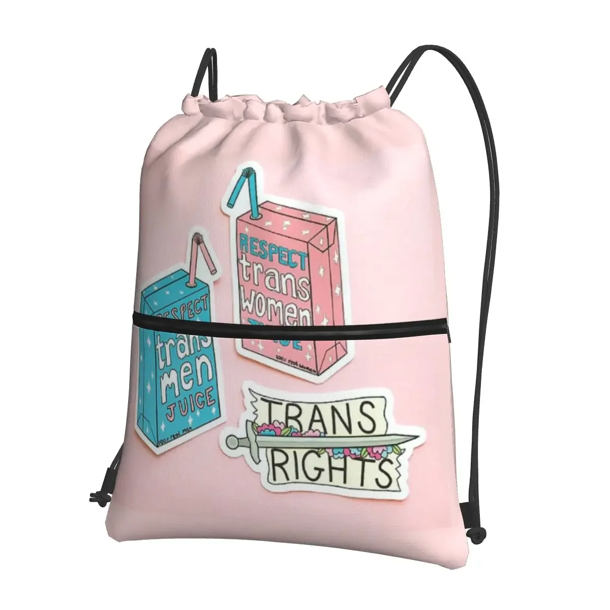 

Trans Rights Juice Boxes Portable Backpacks Drawstring Bag Fashion Drawstring Bundle Pocket Sundries Bags For School Students