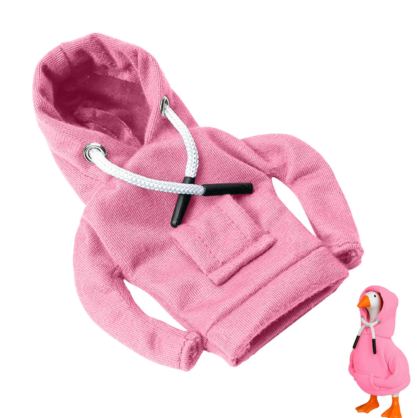 Felpa con cappuccio da scrivania da 7 pollici con statua d'oca, felpa con cappuccio in miniatura con vestiti con coulisse per la decorazione della tavola d'oca da tavolo