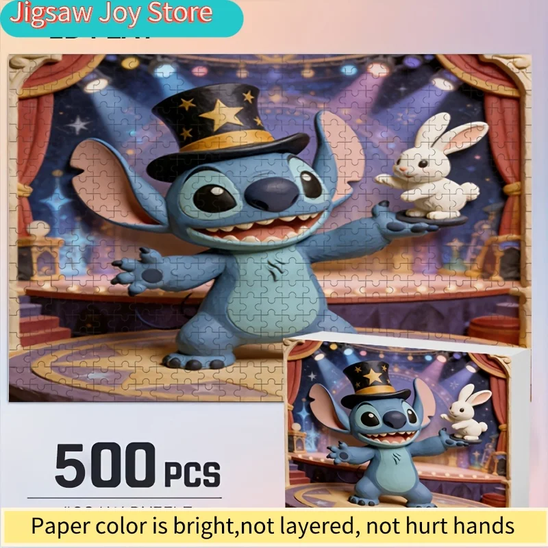 

2D Flat, Disney Stitch & Mickey Mouse Puzzle Suitable for Adults - Wall Decal, 2D Printed Frameless & Adult' Brain Teaser, Ch