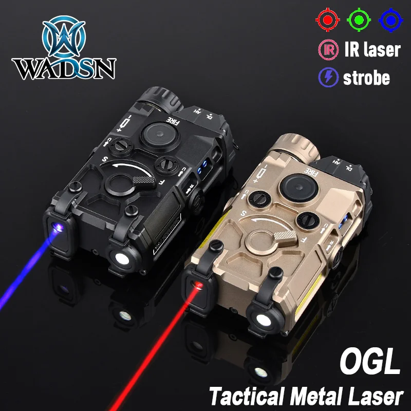 

WADSN Tactic Airsoft OGL Metal Laser Indicator Red Green Blue IR Dot Sight Strobe Light Fitg 20mm Rail Scout Hunting Weapon Gun