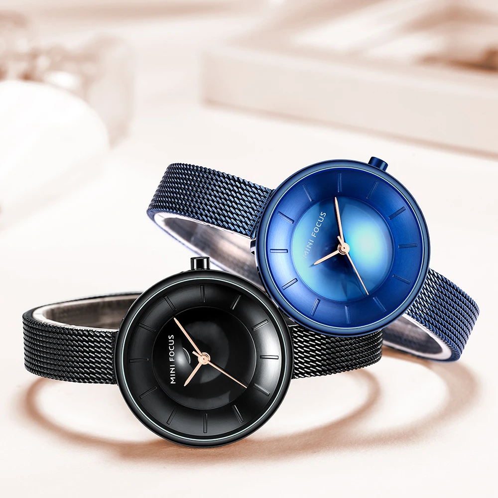 MINI FOCUS 0331 Jam Tangan Wanita Fashion Quartz Tahan Air Desain Minimalis Tali Baja Jam Tangan Elegan untuk Wanita relojes de mujer